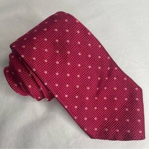Brooks Brothers Pure Silk Tie Textured Red Pink Diamond Dots Thick Prep Necktie